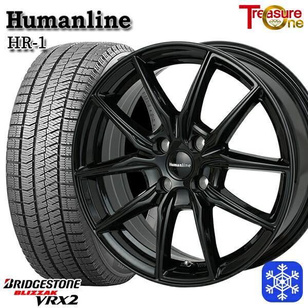 スタッドレスタイヤホイール4本セット 165/55R15 N-BOX タント 2022～2023年製 ブリヂストン ブリザック VRX2 トレジャーワン ヒューマンライン HR1 BK 15インチ 4.5J 4H100