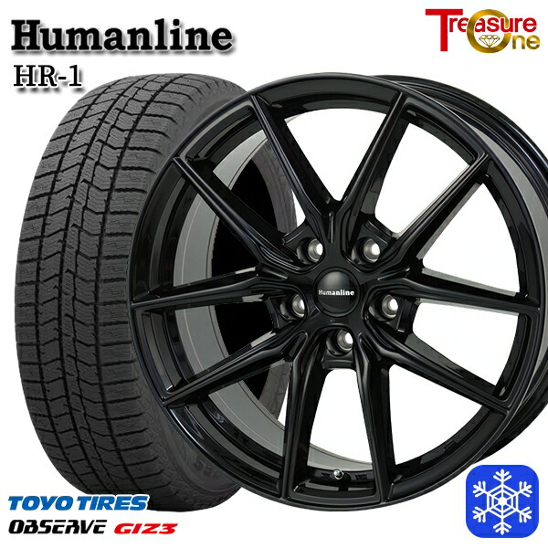 スタッドレスタイヤホイール4本セット 225/60R17 アルファード ヴェルファイア 2024～2025年製 トーヨー オブザーブ ギズ3 トレジャーワン ヒューマンライン HR1 BK 17インチ 7.0J 5H114.3