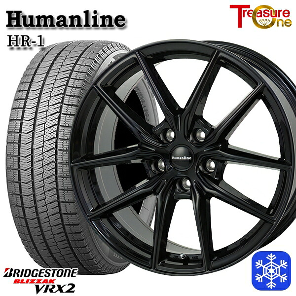 スタッドレスタイヤホイール4本セット 195/65R16 60系プリウス 2021～2022年製 ブリヂストン ブリザック VRX2 トレジャーワン ヒューマンライン HR1 BK 16インチ 6.5J 5H114.3