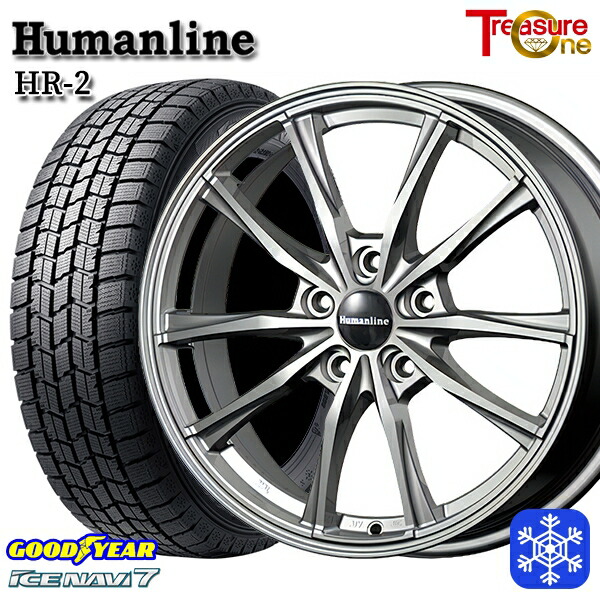 スタッドレスタイヤホイール4本セット 235/50R18 アルファード ヴァルファイア 2023～2024年製 グッドイヤー アイスナビ7 NAVI7 トレジャーワン ヒューマンライン HR2 DG 18インチ 7.0J 5H114.3