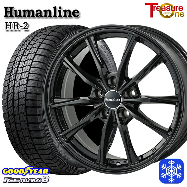 スタッドレスタイヤホイール4本セット 225/60R17 アルファード ヴェルファイア 2024～2025年製 グッドイヤー アイスナビ8 NAVI8 トレジャーワン ヒューマンライン HR2 BK 17インチ 7.0J 5H114.3