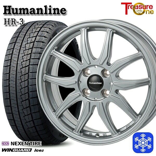 155/65R13 モコ ルークス 2025年製 ネクセン ウィンガードアイス2 トレジャーワン ヒューマンライン HR3 DS 13インチ 4.0J 4H100 スタッドレスタイヤホイール4本セット|タイヤホイール激安王国