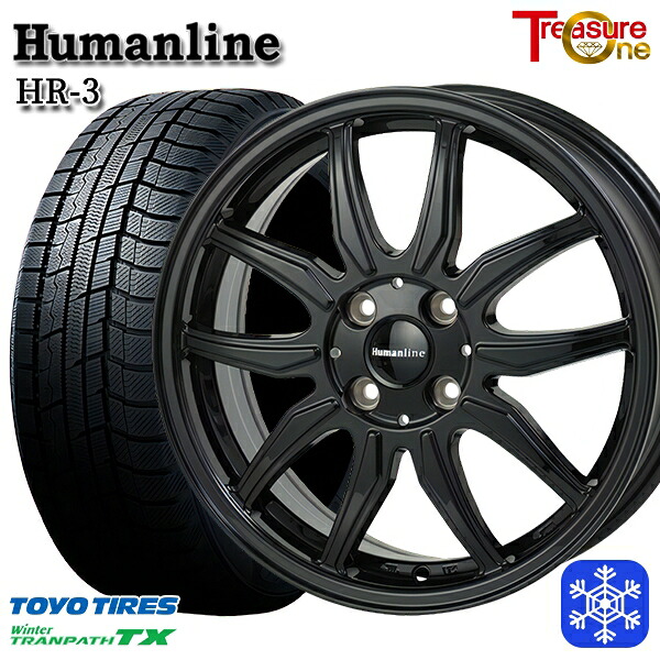 185/65R15 アクア ノート フィット 2024~2025年製 トーヨー ウィンター トランパス TX トレジャーワン ヒューマンライン HR3 BK 15インチ 5.5J 4H100 スタッドレスタイヤホイール4本セット|タイヤホイール激安王国