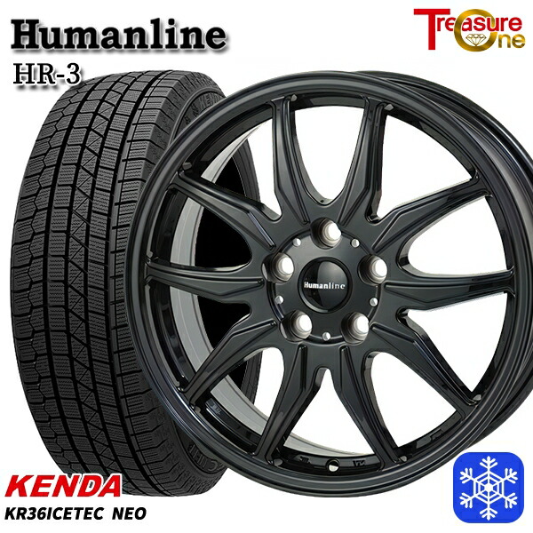 235/55R18 RAV4 NX 2023年製 ケンダ アイステックネオ KR36 トレジャーワン ヒューマンライン HR3 BK 18インチ 7.0J 5H114.3 スタッドレスタイヤホイール4本セット|タイヤホイール激安王国