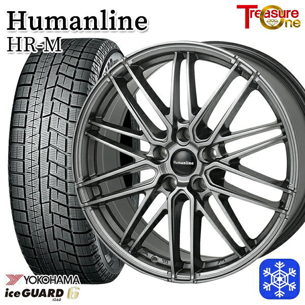スタッドレスタイヤホイール4本セット 215/55R17 カムリ ヴェゼル 2023～2024年製 ヨコハマ アイスガード IG60 トレジャーワン ヒューマンライン HRM GM 17インチ 7.0J 5H114.3