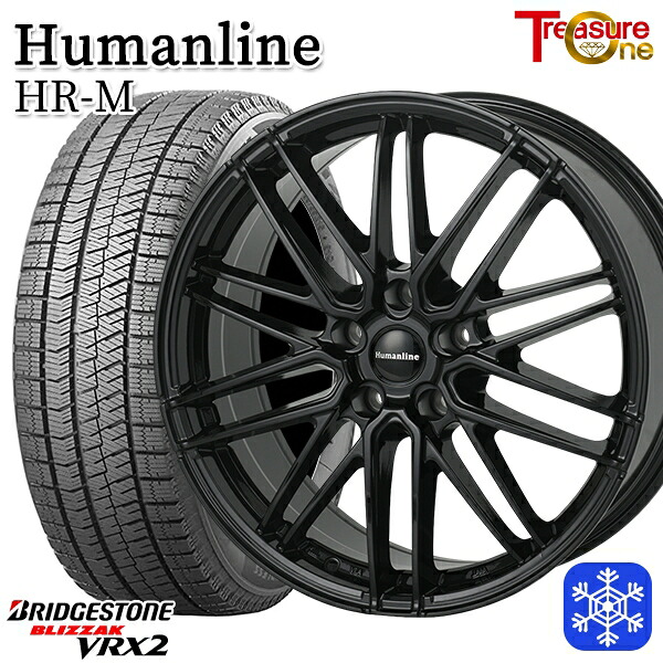 スタッドレスタイヤホイール4本セット 225/45R18 クラウン レヴォーグ 2023～2024年製 ブリヂストン ブリザック VRX2 トレジャーワン ヒューマンライン HRM BK 18インチ7.5J 5H114.3