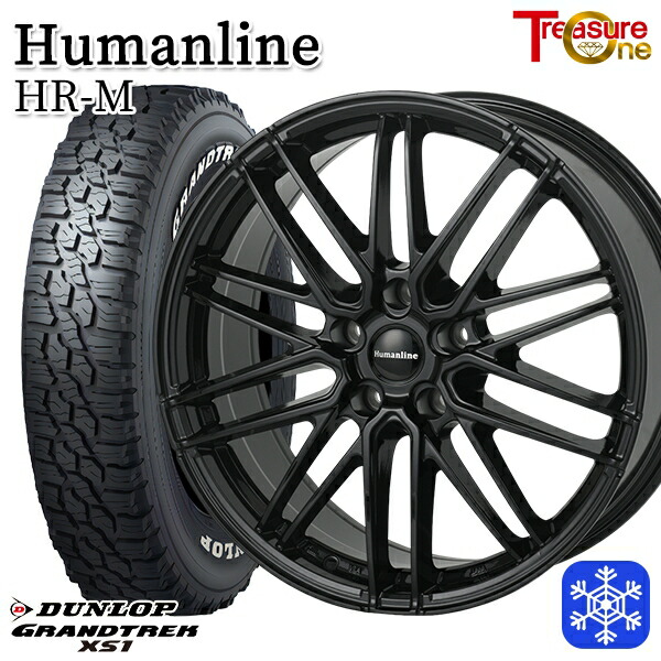 スタッドレスタイヤホイール4本セット 215/70R16 100/97N デリカD5 2024～2025年製 ダンロップ グラントレック XS1 ホワイトレター トレジャーワン ヒューマンライン HRM BK 16インチ 6.5J 5H114.3 114.3