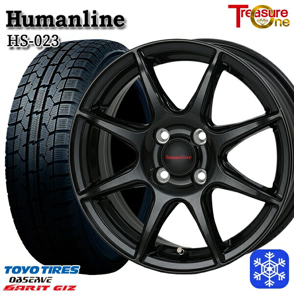 スタッドレスタイヤホイール4本セット 175/65R14 ヴィッツ デミオ 2022～2023年製 トーヨー ガリット ギズ トレジャーワン ヒューマンライン HS023 BK 14インチ 5.5J 4H100