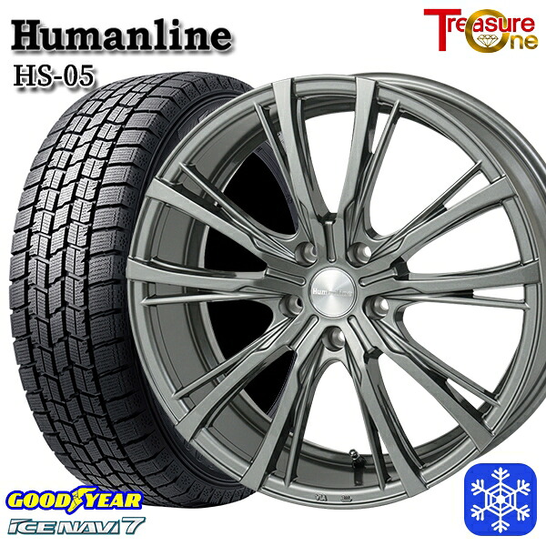 スタッドレスタイヤホイール4本セット 235/50R18 アルファード ヴァルファイア 2023～2024年製 グッドイヤー アイスナビ7 NAVI7 トレジャーワン ヒューマンライン HS05 DG 18インチ 7.0J 5H114.3