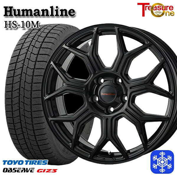 スタッドレスタイヤホイール4本セット 235/50R18 アルファード ヴァルファイア 2024～2025年製 トーヨー オブザーブ ギズ3 トレジャーワン ヒューマンライン HS10M BK 18インチ 7.0J 5H114.3