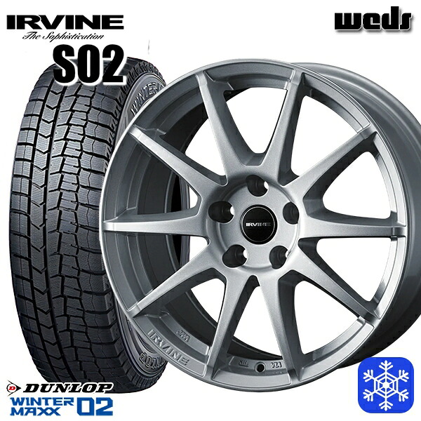 MINI（F55/F56） 175/65R15 2025年製 ダンロップ ウィンターマックス WM02 Weds アーヴィン S02 SI 15インチ 6.0J 5H112+45 スタッドレスタイヤホイール4本セット｜タイヤホイール激安王国