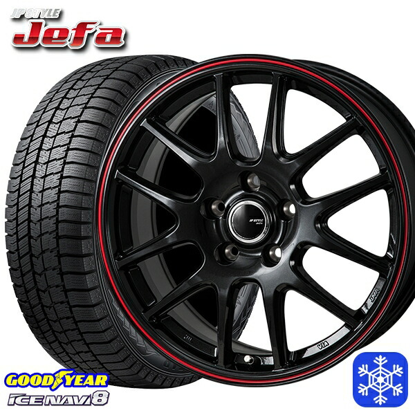 215/60R16 ヤリスクロス ヴェゼル 2024~2025年製 グッドイヤー アイスナビ8 NAVI8 MONZA JPスタイル ジェファ BK 16インチ 6.5J 5H114.3 スタッドレスタイヤホイール4本セット|タイヤホイール激安王国