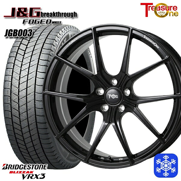 BMW X3 G01 X4 G02用 245/50R19 2024～2025年製 ブリヂストン ブリザック VRX3 トレジャーワン 鍛造 J&G ブレイクスルー JGB003 ブラック 19インチ 8.0J 5H112 +30 スタッドレスタイヤホイール4本セット｜タイヤホイール激安王国
