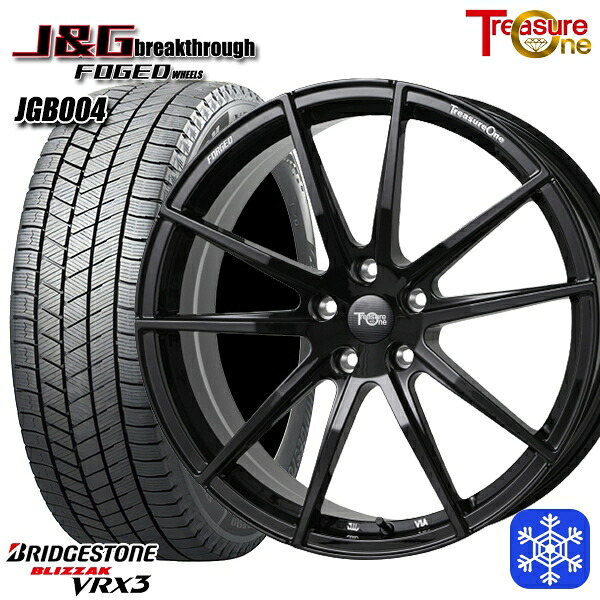 BMW X3 G01 X4 G02用 245/50R19 2024～2025年製 ブリヂストン ブリザック VRX3 トレジャーワン 鍛造 J&G ブレイクスルー JGB004 ブラック 19インチ 8.0J 5H112 +30 スタッドレスタイヤホイール4本セット｜タイヤホイール激安王国