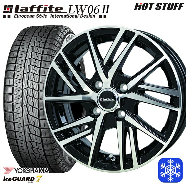 スタッドレスタイヤホイール4本セット 205/40R17 アクア ヴィッツ 2024～2025年製 ヨコハマ アイスガード7 IG70 HotStuff ラフィット LW06-2 BK/P 17インチ 6.5J 4H100
