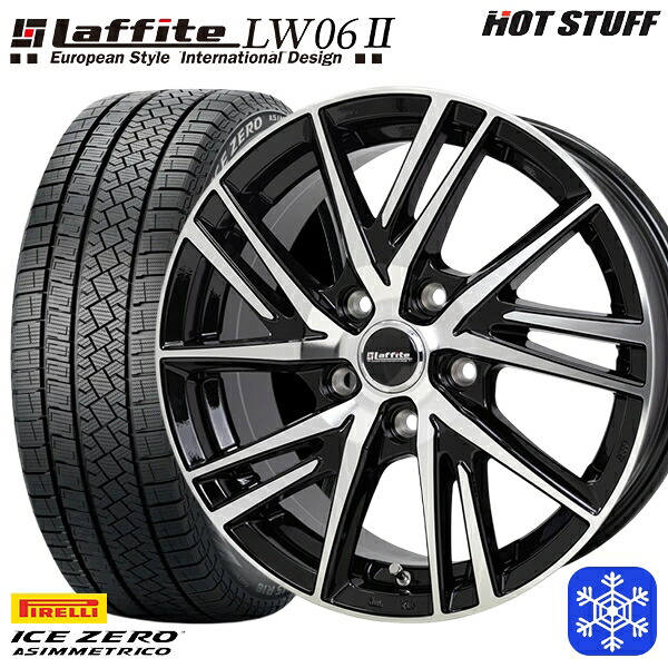 205/55R16 カローラ インプレッサ 2025~2026年製 ピレリ アイスゼロアシンメトリコ HotStuff ラフィット LW06-2 BK/P 16インチ 6.5J 5H100 スタッドレスタイヤホイール4本セット|タイヤホイール激安王国