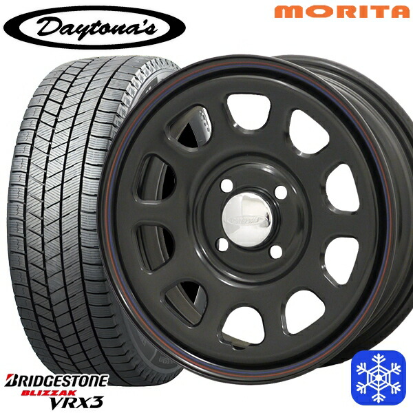 スタッドレスタイヤホイール4本セット 155/65R14 N-BOX タント 2025年製 ブリヂストン ブリザック VRX3 MRT DAYTONA'S G2 デイトナズ ブラック 14インチ 5.0J 4H100+42