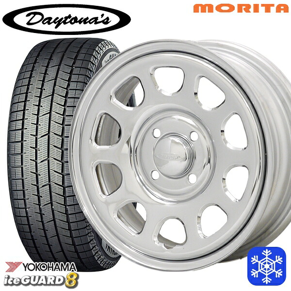 スタッドレスタイヤホイール4本セット 155/65R14 N-BOX タント 2025年製 ヨコハマ アイスガード8 IG80 MRT DAYTONA'S G2 デイトナズ クローム 14インチ 5.0J 4H100+42