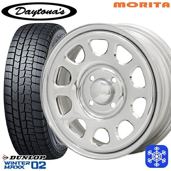 スタッドレスタイヤホイール4本セット 165/60R15 ハスラー ソリオ 2023～2024年製 ダンロップ ウィンターマックス WM02 MRT DAYTONA'S G2 デイトナズ クローム 15インチ 5.0J 4H100+45