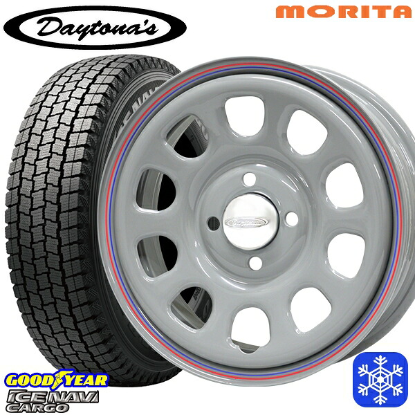 145/80R12 80/78N 2024～2025年製 グッドイヤー アイスナビカーゴ MRT DAYTONA'S G2 デイトナズ グレー 12インチ 4.0J 4H100+42 スタッドレスタイヤホイール4本セット｜タイヤホイール激安王国