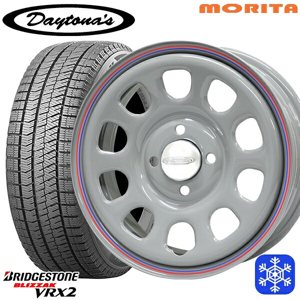 165/60R15 ハスラー ソリオ 2023～2024年製 ブリヂストン ブリザック VRX2 MRT DAYTONA'S G2 デイトナズ グレー 15インチ 5.0J 4H100+45 スタッドレスタイヤホイール4本セット｜タイヤホイール激安王国