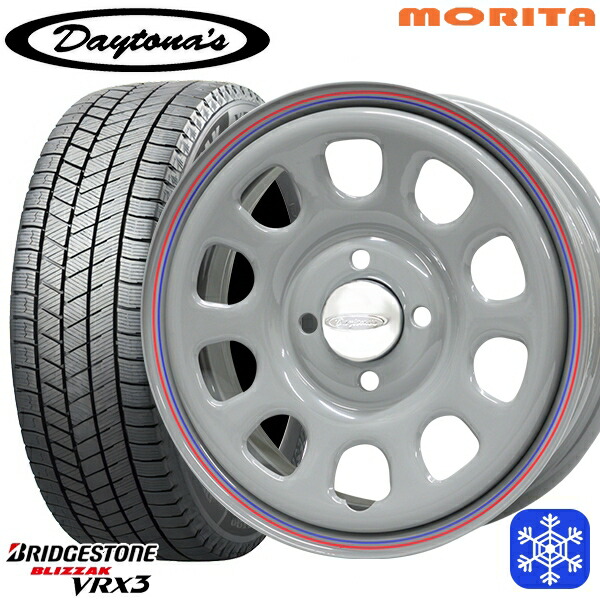 スタッドレスタイヤホイール4本セット 155/65R14 N-BOX タント 2025年製 ブリヂストン ブリザック VRX3 MRT DAYTONA'S G2 デイトナズ グレー 14インチ 5.0J 4H100+42