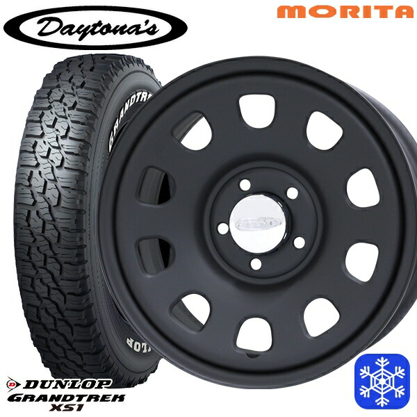 スタッドレスタイヤホイール4本セット 215/70R16 100/97N デリカD5 2024～2025年製 ダンロップ グラントレック XS1 ホワイトレター MRT DAYTONA'S G2 デイトナズ マットブラック 16インチ 7.0J 5H114.3+33