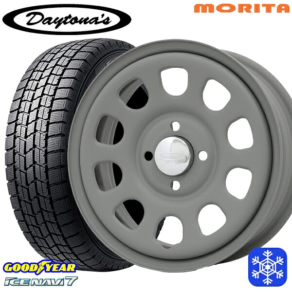 155/65R14 N-BOX タント 2024～2025年製 グッドイヤー アイスナビ7 NAVI7 MRT DAYTONA'S G2 デイトナズ マットグレー 14インチ 5.0J 4H100+42 スタッドレスタイヤホイール4本セット｜タイヤホイール激安王国