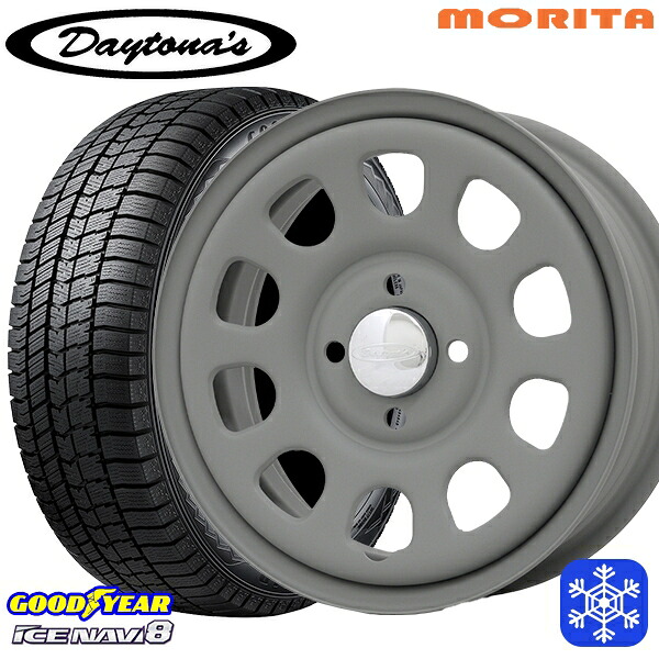 スタッドレスタイヤホイール4本セット 165/55R14 モコ ルークス 2024～2025年製 グッドイヤー アイスナビ8 NAVI8 MRT DAYTONA'S G2 デイトナズ マットグレー 14インチ 5.0J 4H100+42