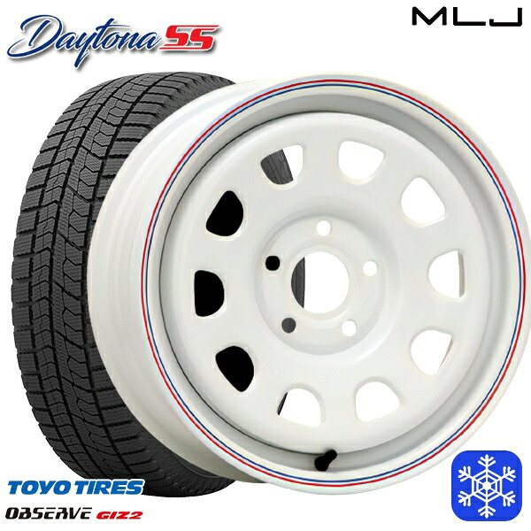 195/65R15 ルノーカングーKW系 2024~2025年製 トーヨー オブザーブ ギズ2 MLJ デイトナSS トリコロールホワイト(レッド/ブルーライン) 15インチ 6.0J 5H108 +30 スタッドレスタイヤホイール4本セット|タイヤホイール激安王国