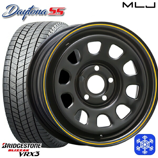 スタッドレスタイヤホイール4本セット 195/65R15 ルノーカングーKW系 2024～2025年製 ブリヂストン ブリザック VRX3 MLJ デイトナSS ブラック(イエローライン) 15インチ 6.0J 5H108 +30 72,710円