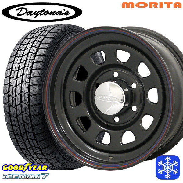 スタッドレスタイヤホイール4本セット 215/60R17 96Q ハイエース ※車検非対応 2024~2025年製 グッドイヤー アイスナビ7 NAVI7 MRT DAYTONA'S デイトナズ ブラック 17インチ 6.5J 6H139.7+38