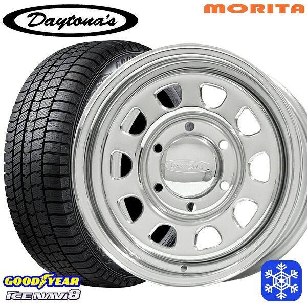 スタッドレスタイヤホイール4本セット 215/60R17 96Q ハイエース ※車検非対応 2024～2025年製 グッドイヤー アイスナビ8 NAVI8 MRT DAYTONA'S デイトナズ クローム 17インチ 6.5J 6H139.7+38