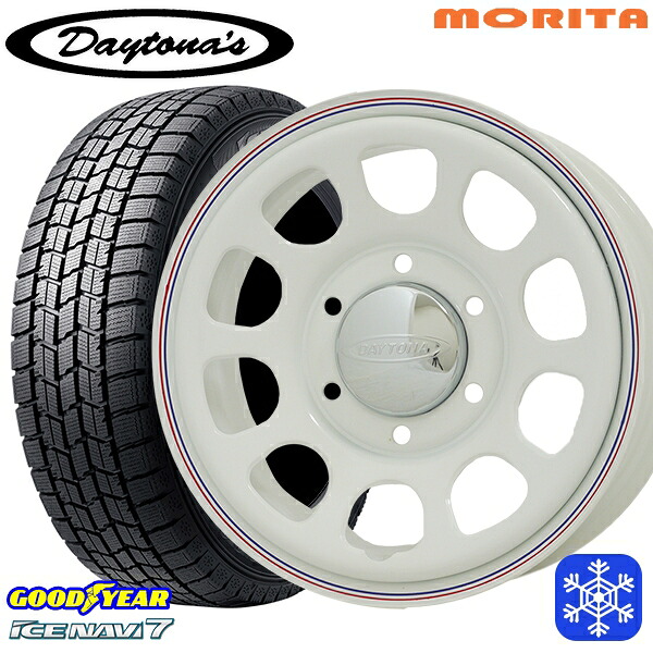 スタッドレスタイヤホイール4本セット 215/60R17 96Q ハイエース ※車検非対応 2024～2025年製 グッドイヤー アイスナビ7 NAVI7 MRT DAYTONA'S デイトナズ ホワイト 17インチ 6.5J 6H139.7+38