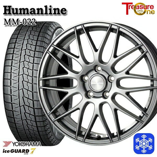 スタッドレスタイヤホイール4本セット 225/60R17 アルファード ヴェルファイア 数量限定 2022年製 ヨコハマアイスガード7 IG70 トレジャーワン ヒューマンライン MM022 DG 17インチ 7.0J 5H114.3