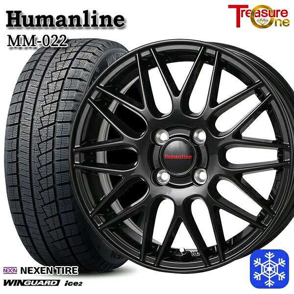 165/55R14 モコ ルークス 2025年製 ネクセン ウィンガードアイス2 トレジャーワン ヒューマンライン MM022 BK 14インチ 4.5J 4H100 スタッドレスタイヤホイール4本セット|タイヤホイール激安王国