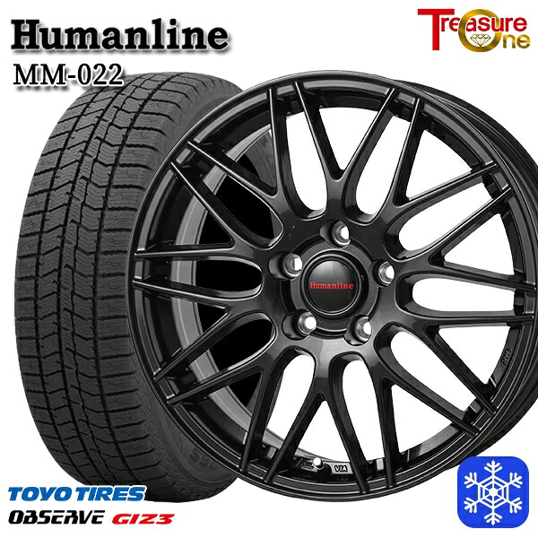 スタッドレスタイヤホイール4本セット 215/45R18 キックス マツダ3 2024～2025年製 トーヨー オブザーブ ギズ3 トレジャーワン ヒューマンライン MM022 BK 18インチ 7.5J 5H114.3