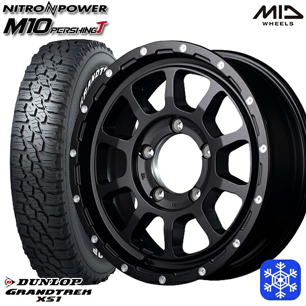 スタッドレスタイヤホイール4本セット 215/70R16 100/97N ジムニー 2024～2025年製 ダンロップ グラントレック XS1 ホワイトレター MID ナイトロパワー M10パーシング SBM 16インチ 5.5J 5H139.7