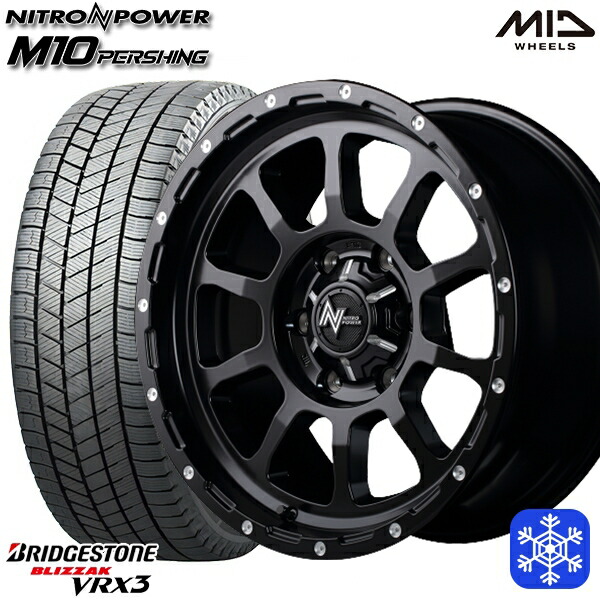 215/65R16 98Q ハイエース ※車検非対応 2025年製 ブリヂストン ブリザック VRX3 MID ナイトロパワー M10パーシング SBM 16インチ 6.5J 6H139.7 スタッドレスタイヤホイール4本セット｜タイヤホイール激安王国