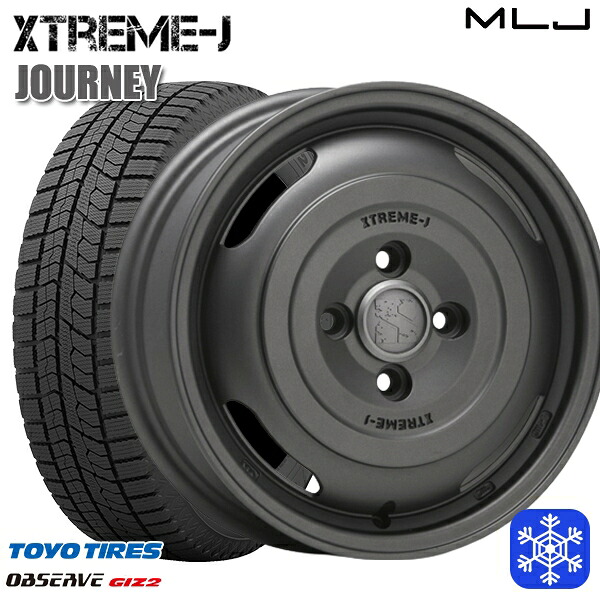 スタッドレスタイヤホイール4本セット 155/65R14 75Q 2023~2024年製 トーヨー オブザーブ ギズ2 MLJ エクストリームJ ジャーニー ガンブラック 14インチ 4.5J 4H100