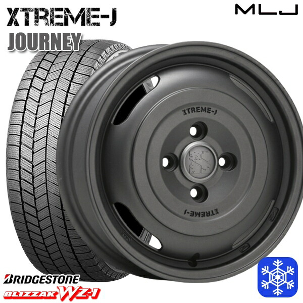 スタッドレスタイヤホイール4本セット 165/65R14 ハスラー ソリオ 2025年製 ブリヂストン ブリザック WZ1 MLJ エクストリームJ ジャーニー ガンブラック 14インチ 4.5J 4H100