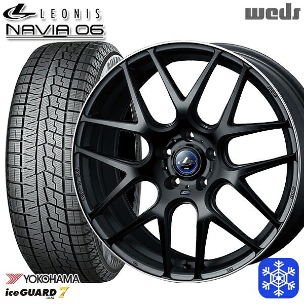 スタッドレスタイヤホイール4本セット 225/55R17 アテンザ スカイライン 数量限定 2022年製 ヨコハマアイスガード7 IG70 Weds ウェッズ レオニス ナヴィア06 MBP 17インチ 7.0J 5H114.3