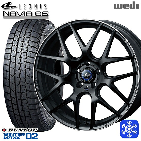 スタッドレスタイヤホイール4本セット 225/55R18 98T デリカD5 エクストレイル 2023年製 ダンロップ ウィンターマックス WM02 ■ Weds ウェッズ レオニス ナヴィア06 MBP 18インチ 7.0J 5H114.3 107,400円