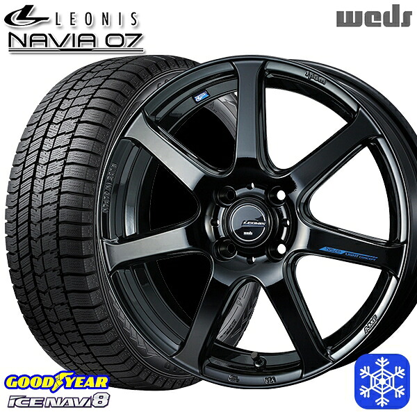165/55R15 N-BOX タント 2024~2025年製 グッドイヤー アイスナビ8 NAVI8 Weds ウェッズ レオニス ナヴィア07 PBK 15インチ 4.5J 4H100 スタッドレスタイヤホイール4本セット|タイヤホイール激安王国