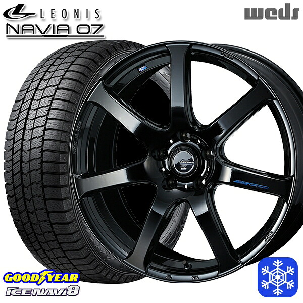 225/55R18 デリカD5 エクストレイル 2024～2025年製 グッドイヤー アイスナビ8 NAVI8 Weds ウェッズ レオニス ナヴィア07 PBK 18インチ 7.0J 5H114.3 スタッドレスタイヤホイール4本セット｜タイヤホイール激安王国