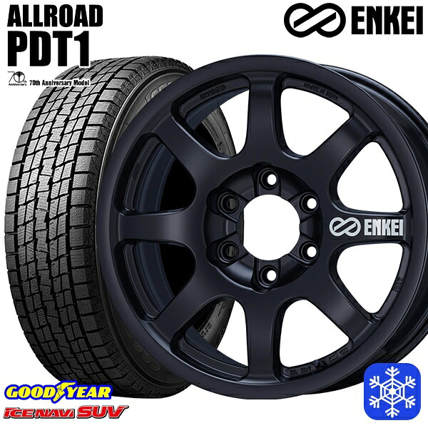 265/65R18 114Q ランクル300 レクサスLX 2025年製 グッドイヤー アイスナビSUV ENKEI オールロード PDT1 マットブラック 18インチ 8.5J 6H139.7 +52 スタッドレスタイヤホイール4本セット|タイヤホイール激安王国