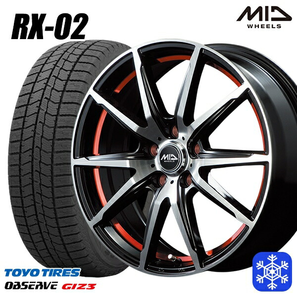 スタッドレスタイヤホイール4本セット 225/65R17 ハリアー RAV4 2024～2025年製 トーヨー オブザーブ ギズ3 MID RX-02 RED 17インチ 7.0J 5H114.3 105,710円