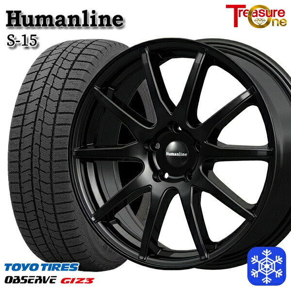 スタッドレスタイヤホイール4本セット 215/65R16 98Q インプレッサXV フォレスターSH系 2024～2025年製 トーヨー オブザーブ ギズ3 トレジャーワン ヒューマンライン S15 BK 16インチ 6.5J 5H100