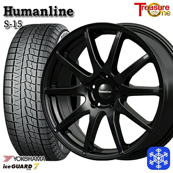 235/50R18 アルファード ヴァルファイア 数量限定 2022~2023年製 ヨコハマ アイスガード7 IG70 トレジャーワン ヒューマンライン S15 BK 18インチ 7.0J 5H114.3 スタッドレスタイヤホイール4本セット|タイヤホイール激安王国