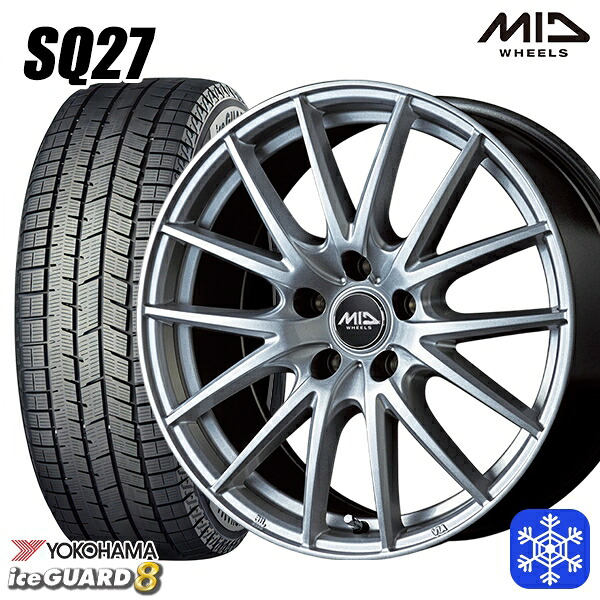 スタッドレスタイヤホイール4本セット 185/65R15 オーリス フリード 2025年製 ヨコハマ アイスガード8 IG80 MID SQ27 シルバー 15インチ 6.0J 5H114.3